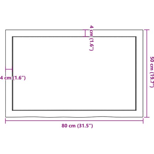 Kupaonska radna ploča svjetlosmeđa 80x50x(2-4) cm masivno drvo Slike