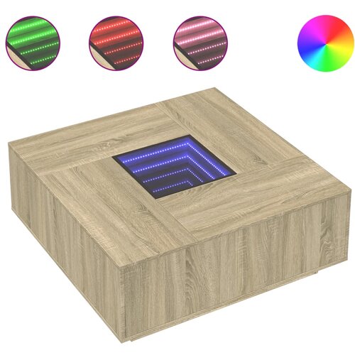 Maison Chic Klubska mizica - kavna mizica - Nizka mizica z neskončnimi LED sonoma hrast 100x100x40 cm, (21752340) Cene