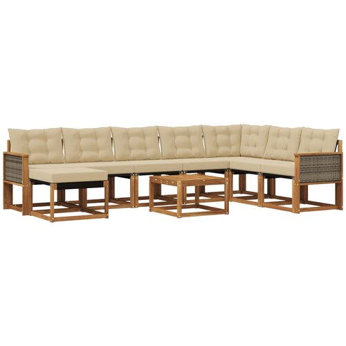vidaXL Zunanja garnitura za sedenje z blazino 9 pcs Naravna in bež, (5000281516) Cene
