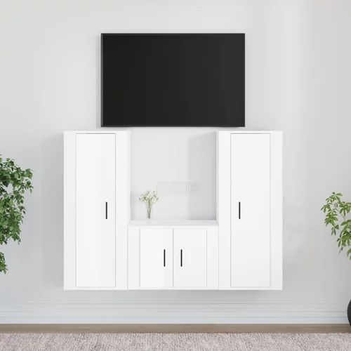 vidaXL 3-dijelni set TV ormarića sjajni bijeli konstruirano drvo