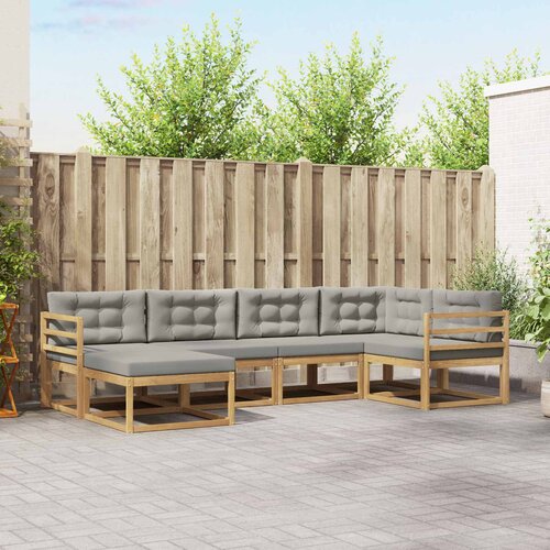  Set vanjskih sofa 5 pcs Bijela i svjetlosiva Poliester Cene