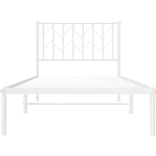 VidaXL Metalni okvir za krevet s uzglavljem bijeli 90x200 cm Slike