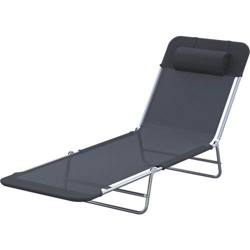 Outsunny Vrtni ležalnik za plažo ob bazenu 182x56x24,5cm črn, (20752933) Slike