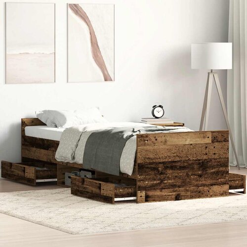 VidaXL Posteljni okvir brez vzmetnice star les 90x190 cm Slike