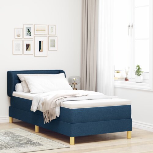 Box spring postelja z vzmetnico - Modra, 90x190 cm, Tkanina, (22052939) Cene