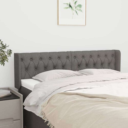  Vzglavje z u&amp;scaron;esi temno sivo 163x16x78/88 cm blago, (20793741) Slike