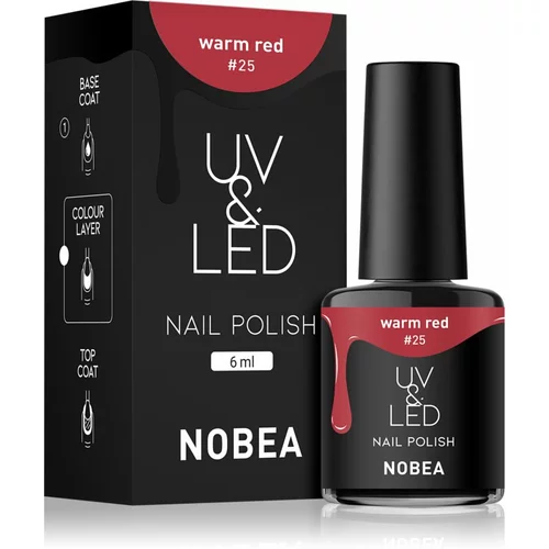 NOBEA UV & LED Nail Polish gel lak za nokte s korištenjem UV/LED lampe sjajni nijansa Warm red #25 6 ml