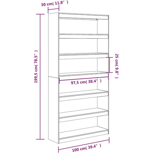  za knjige / sobna pregrada 100x30x199,5 cm od borovine Slike