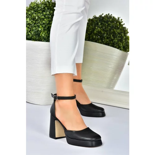 Fox Shoes Women's Black Thick Platform Heeled Shoes