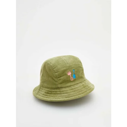 Reserved klobuk bucket hat iz rebrastega žameta - zelena