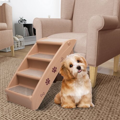 VidaXL Zložljive stopnice za pse rjave 62x40x49,5 cm, (20766477) Slike