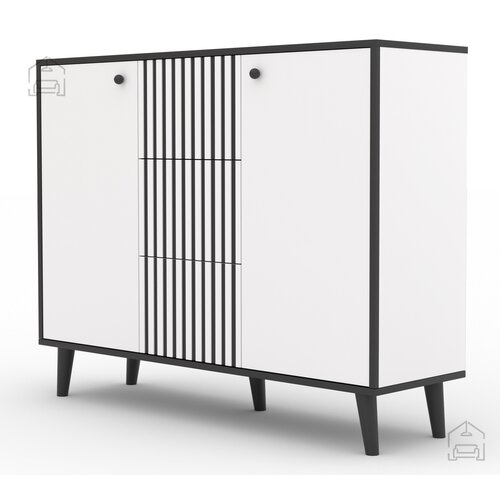 ADRK Furniture Komoda Fadi - bela/črna Slike