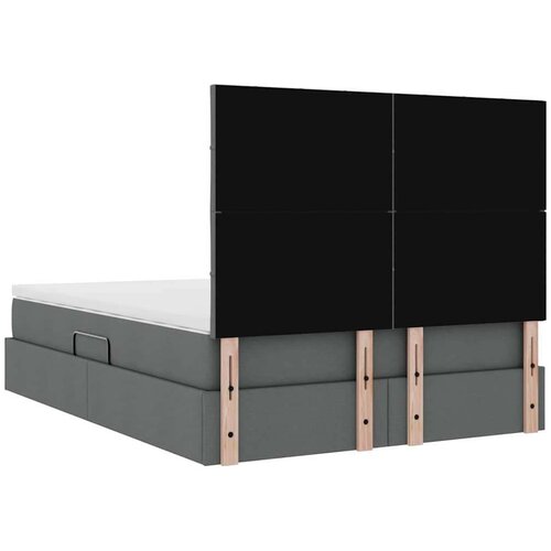  Krevet S LED lampica s pohranom Tamno siva 140 x 190 cm tkanina Slike