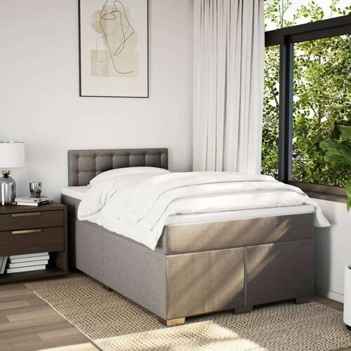 VidaXL Krevet s oprugama i madracem smeđesivi 120 x 190 cm od tkanine Slike