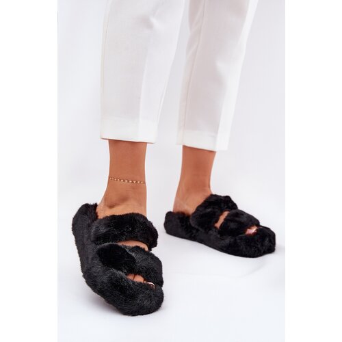 Boto Women&amp;#039;s Fur Slippers On Platform Black Talfedi Slike