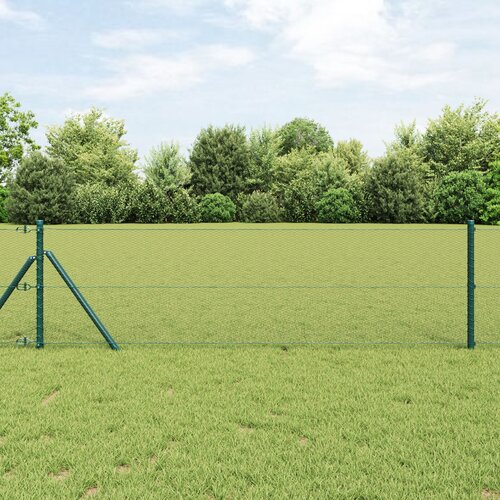 VidaXL Hexagonalna Ograja Zelena 0.5x100 m Jeklo, Ograjni Stebri 13 kos Zelena &amp;Oslash;32 mm 100 cm Galvanizirano Jeklo Slike