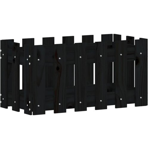  Vrtna sadilica s izgledom ograde crna 60x30x30 cm od borovine Slike