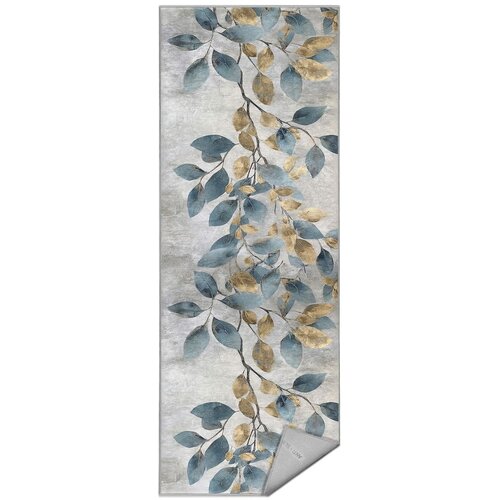 Mila Home svetlo moder/zlat pralen tekač 80x200 cm golden leaves &amp;ndash; Slike