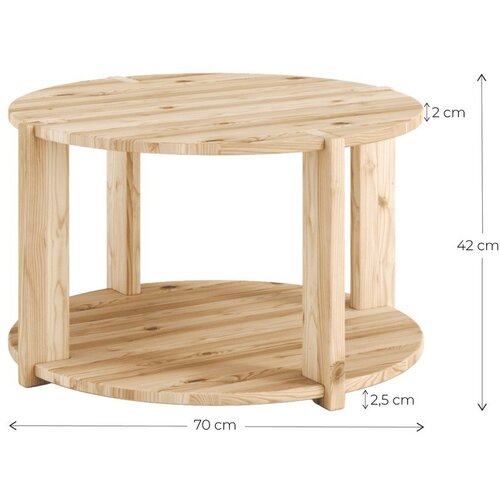 Karup Okrugao stolić za kavu od masivnog bora u svijetloj prirodnoj boji &amp;oslash; 70 cm Tuck &amp;ndash; Slike