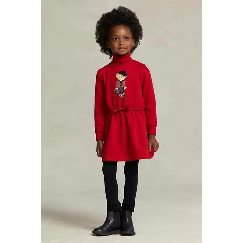 Polo Ralph Lauren Dječja haljina boja: crvena, mini, širi se prema dolje