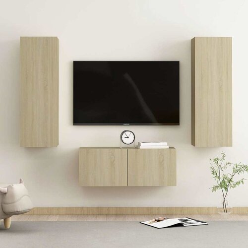  3-dijelni set TV ormarića boja hrasta sonome konstruirano drvo Cijene