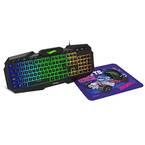 Krom set tipkovnice, miška in miška podloga vroča platišča Edition Kustom-NxKustomhw- RGB membranska tipkovnica, miška 7200 DPI optični senzor, mehka in odporna krpna miška, španska post, (21279839) Cene