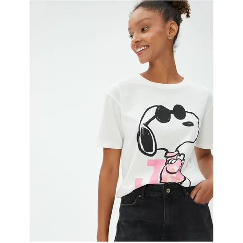 Koton Snoopy T-Shirt Licensed Crew Neck Short Sleeve Cotton