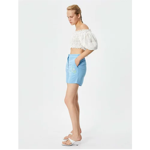 Koton Embroidered Viscose Blended Shorts