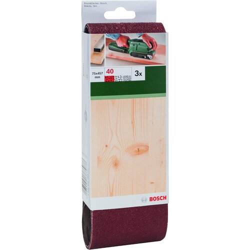 Bosch 3-delni set brusnih traka za tračne brusilice, crveni kvalitet 2609256204 Slike