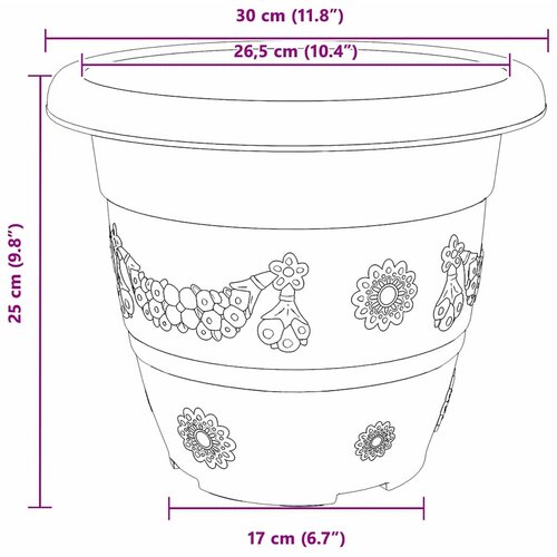 Okrugla saksija za cveće 24 pcs Crna &amp;Oslash; 30 x 25 cm Plastika Slike