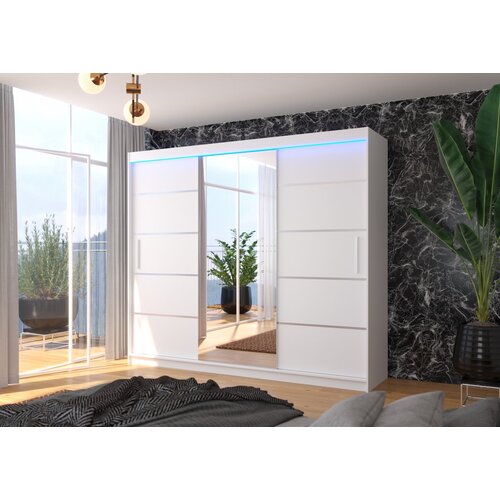 ADRK Drsna omara SALTO 250 z ogledalom in LED osvetlitvijo - BELA Slike