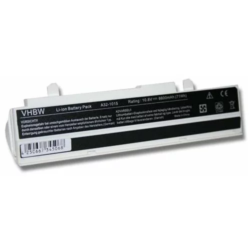 VHBW Baterija za Asus Eee PC 1011 / 1015 / 1016, bela, 6600 mAh