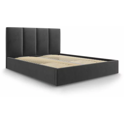 Mazzini Beds tamno sivi baršunasti bračni krevet Mazzini Kreveti Juniper, 180 x 200 cm
