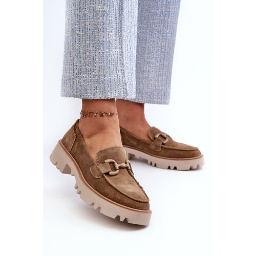 Kesi Women&amp;#039;s suede loafers with D&amp;amp;A Brown embellishment Slike