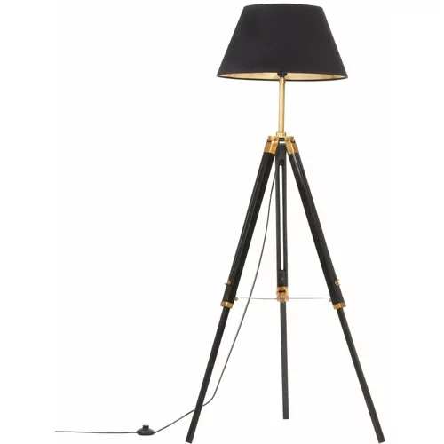 Podna svjetiljka s tronošcem crno-zlatna od tikovine 141 cm