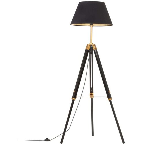  Trinožna stoječa svetilka črna in zlata trdna tikovina 141 cm, (22125914) Cene