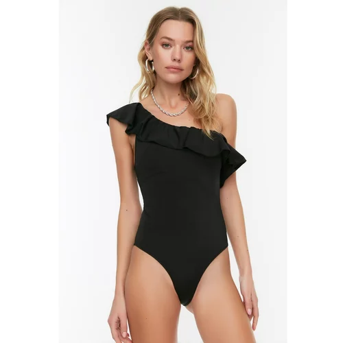 Trendyol Black Ruffle Detailed Swimsuit
