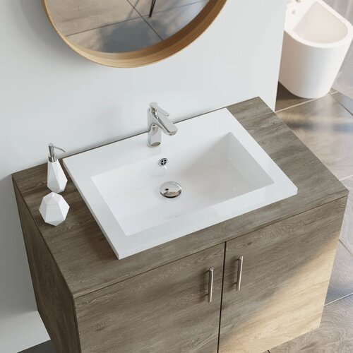 vidaXL Granitni umivalnik 600x450x120 mm bel Cene