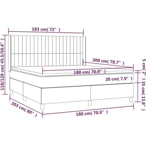 vidaXL Box spring postelja z vzmetnico temno siva 180x200 cm blago Cene