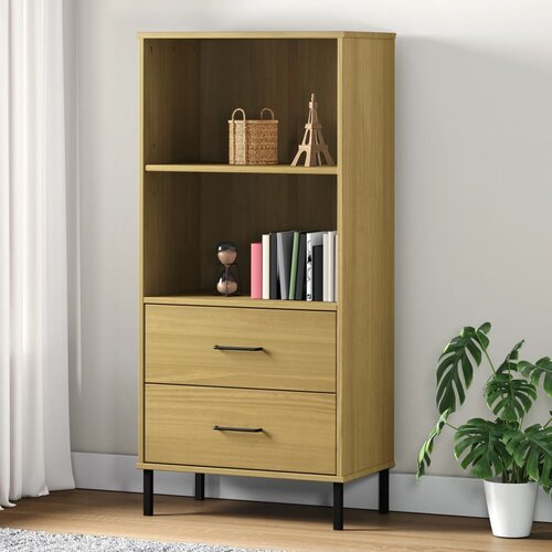 VidaXL Knjižna omara z 2 predaloma rjava 60x35x128,5 cm trden les OSLO Slike