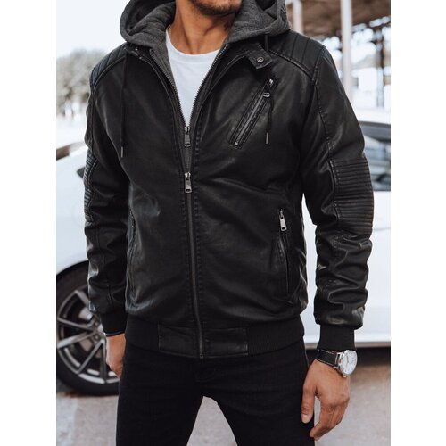 DStreet Men's Black Leather Jacket Slike