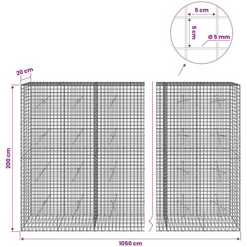  Gabion s 5 mm žicom i mrežom 5x5 cm 1050x20x200 cm Slike