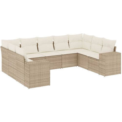 vidaXL 9-dijelni set vrtnih sofa s jastucima bež od poliratana Cijene