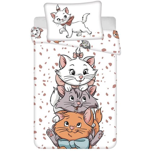 Jerry Fabrics Bela bombažna otroška posteljnina za otroško posteljico 100x135 cm Marie Cat "Friends" – Cene