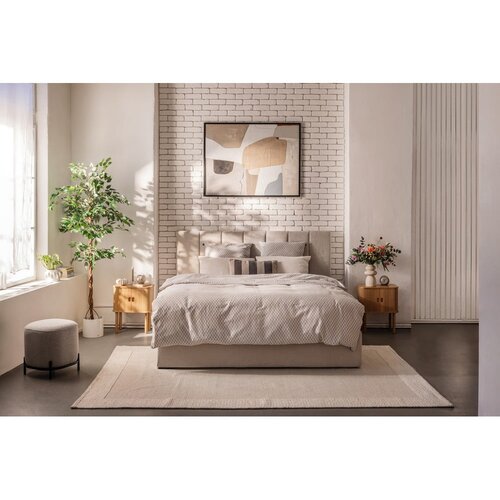 Bonami Selection Bež oblazinjena zakonska postelja s prostorom za shranjevanje z letvenim dnom 180x200 cm Thessa Bold Line &amp;ndash; Slike