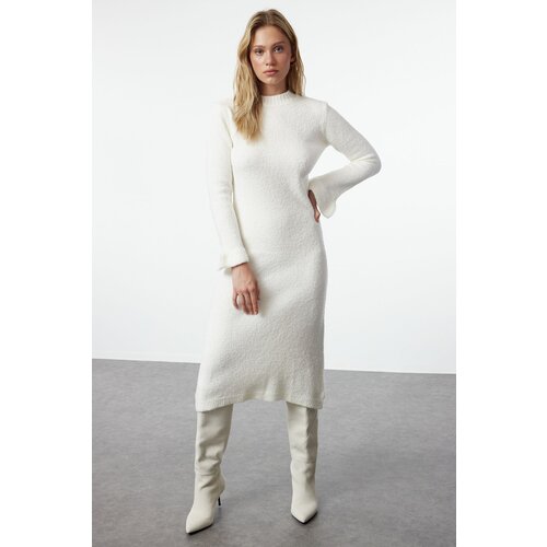 Trendyol Ecru Midi Knitwear Boucle Dress Slike