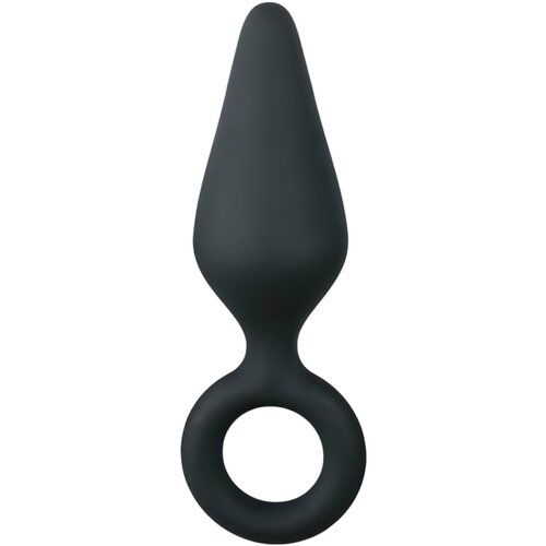 EasyToys Pointy Plug - analni dildo z obročem za oprijem - srednji (črn) Cene