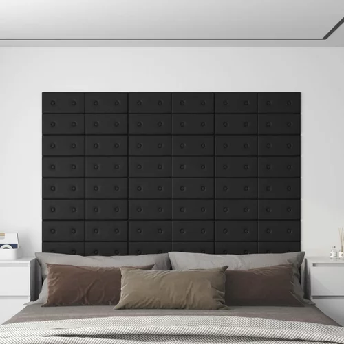 Zidne ploče od umjetne kože 12 kom crne 30 x 15 cm 0,54 m²