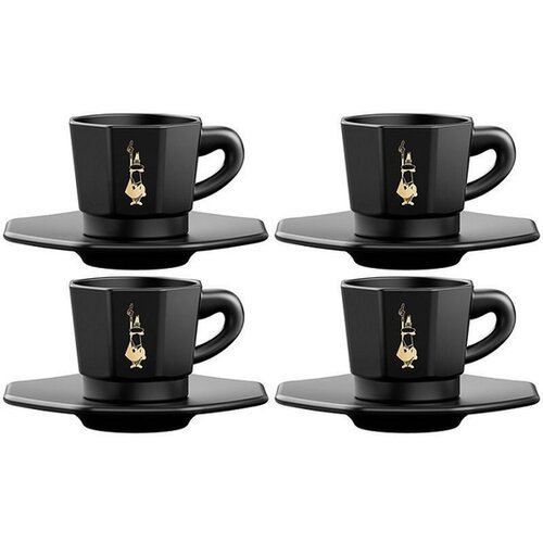 Bialetti skodelice za espresso, osmerokotne, 4 delni set - črna/baker Slike