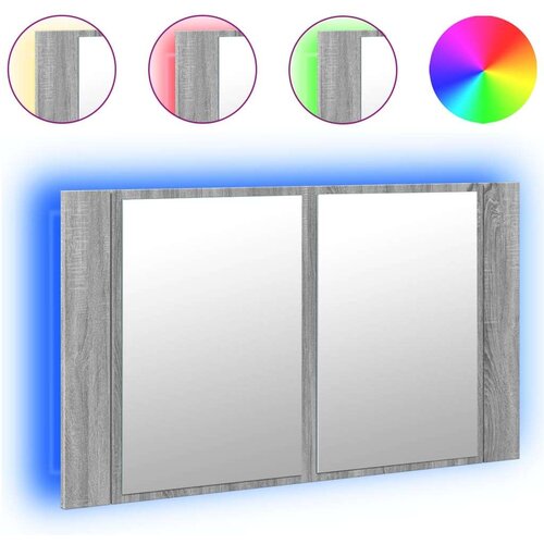 vidaXL LED kopalniška omarica z ogledalom siva sonoma 80x12x45 cm Cene